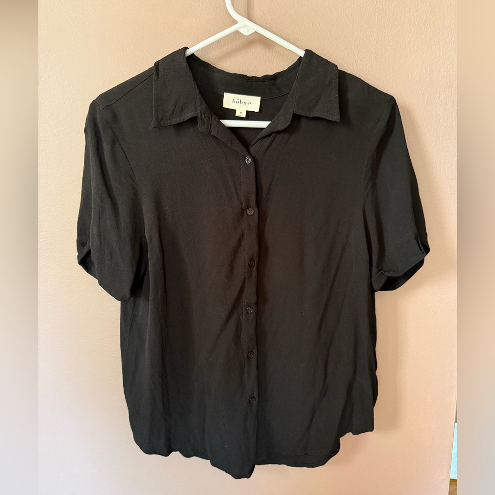 Bohme Elegant Black Button-Down Shirt